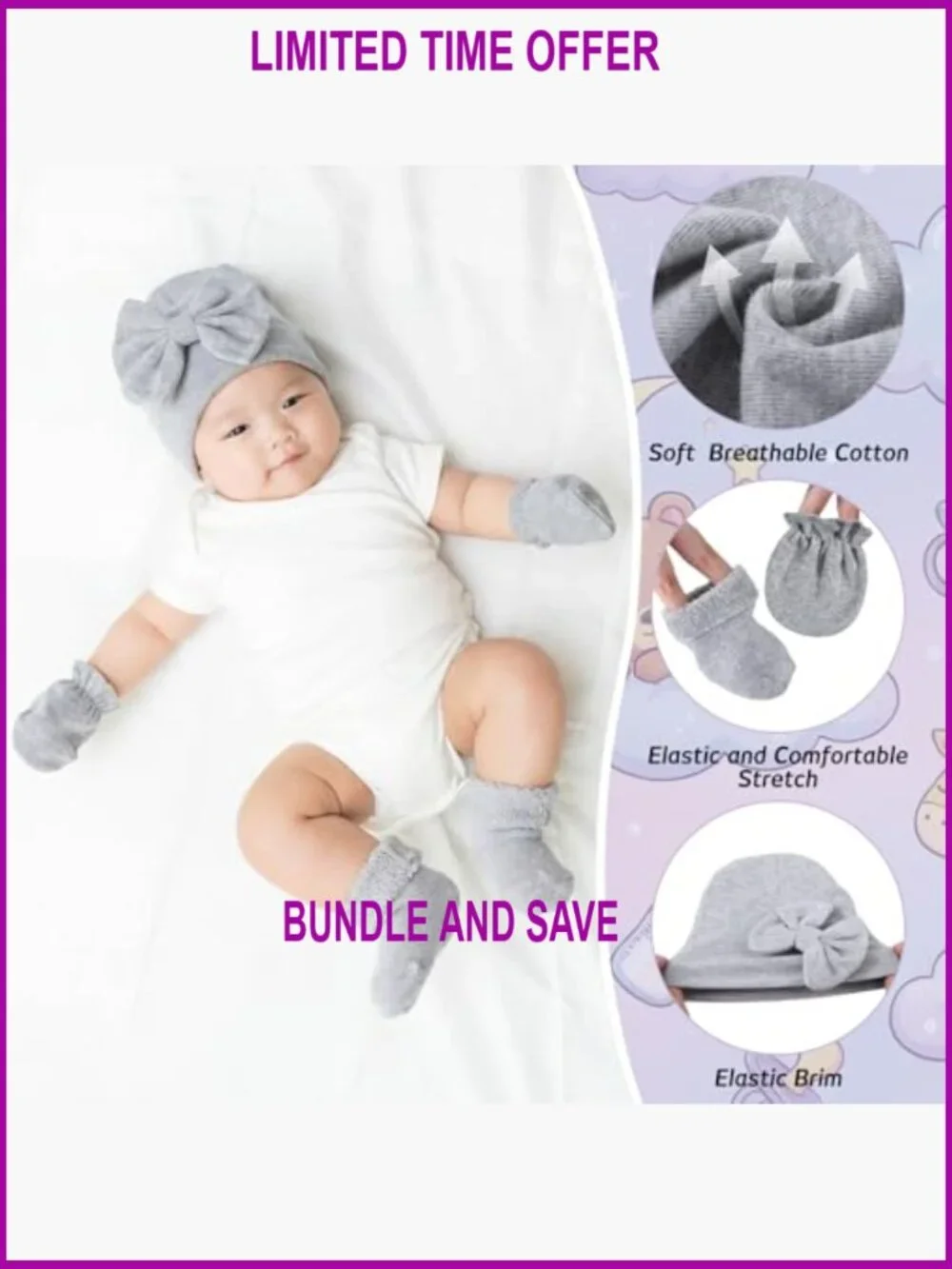 Preemie Hats Mittens Socks Set 8 Pack Cotton NICU Newborn Essentials